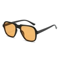 Chique pilotenzonnebril met dik zwart montuur en vintage oranje getinte glazen - Zwart Frame Oranje Gele Lens