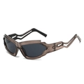 Y2K punk style sunglasses with futuristic translucent grey frame and dark grey lenses - Tea Frame Grey Lens