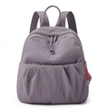 Fashionable purple-grey pleated nylon backpack with top handle and multiple zip pockets - Vanilla Cream