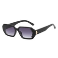 Lunettes de soleil polygonales noires avec verres dégradés violets et détails dorés - Monture Noire Double Verre Gris