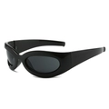 Zwarte Y2K sportzonnebril met ovaal montuur en UV-bescherming voor dames en heren - Zwart Frame Grijze Lenzen