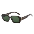 Lunettes de soleil hexagonales écaille rétro avec verres vert foncé et or - Monture Léopard Verre Vert Foncé