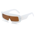 Oversized white frame sunglasses with brown lenses and stylish gold rivet accents - Regular / Standard (Incl. 13% VAT) Solid White Frame Brown Lenses