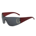 Lunettes de soleil mode Y2K avec verres gris foncé et monture rouge foncé, style sport - Standard / Monture Rouge Verres Gris