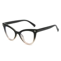 Montura de gafas cat eye degradada negro y transparente con remaches metálicos - Montura Degradada Negro y Té Lente Transparente
