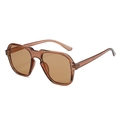 Geometric aviator sunglasses with amber brown translucent frames and light brown lenses - Regular / Standard (Incl. 13% Tax) Dark Brown Frame and Full Brown Lenses