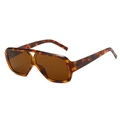 Retro tortoise shell oversized sunglasses with double bridge and dark brown lenses - Regular / Leopard Frame Brown Lens