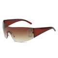 Lunettes de soleil Y2K enveloppantes à verres dégradés marron avec accents métalliques - Standard / Branches Thé / Verres Thé Dégradés