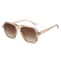 Champagne geometric sunglasses with gradient brown lenses and transparent pilot frame - Regular / Standard Light Tea Frames with Gradient Tea Lenses