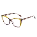 Montature per occhiali cat-eye con stampa tigre marrone e finitura TR90 bicolore gialla - Strisce Grigie con Montatura Gialla (C0.3)