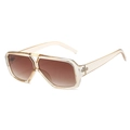 Champagne transparent double bridge sunglasses with brown gradient lenses for women - Regular / Champagne Frame Double Tea Lens