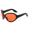 Gafas de sol oversize tipo alien con montura negra brillante y lentes naranja-rojo - Régulier / Montura negra lentes rojas