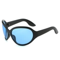 Gafas de sol hip-hop de gran tamaño con montura negra y lentes azules vivos - Régulier / Montura Negra Lentes Azules