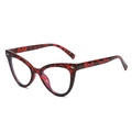 Montura de gafas cat eye con estampado de carey rojo y negro y detalles metálicos plateados - Montura carey roja Lente clara