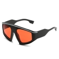Occhiali da sole sportivi da uomo con montatura nera e lenti arancione-rosse - Regolare / Montatura nera lenti rosse