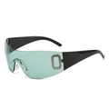 Y2K fashion sunglasses with translucent light green lens and silver octagon detail - Regular / Silver Frame Green Lens