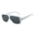 Modern white thick frame sunglasses with dark lenses in a minimalist aviator design - Regular / Standard (Incl. 13% VAT Invoice) White Frame Full Gray Lenses