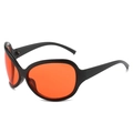 Oversized retro sunglasses with black frames and translucent orange lenses for women - Black Frame Red Lens