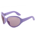 Gafas de sol oversize violeta mate estilo hip-hop con lentes oscuras sobre fondo blanco - Régulier / Montura Morada Lente Té