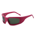 Occhiali da sole sportivi rosa acceso avvolgenti con lenti scure e design moderno stile Y2K - Regolare / Montatura Rosa Rosso Lenti Grigie