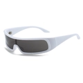 Modern white frame cycling sunglasses with sleek dark grey one-piece lenses for sports - White Frame Gray Lens