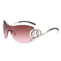 Occhiali da sole Y2K senza montatura con lenti sfumate rosa e serpente di strass - Montatura Argento Lenti Tè Rosa