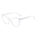 Cat eye blue light glasses with transparent frame and white temples in TR90 style - White / Transparent Frame (C0.7)