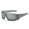 Lunettes de soleil de cyclisme carrées des années 80 avec monture grise mate et verres gris - Standard / Standard monture gris fusil et verres miroir argent