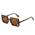 Occhiali da sole quadrati alla moda con montatura traforata e motivo tartarugato vintage - Montatura Leopardata Lente Marrone