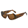Occhiali da sole geometrici tartarugati con lenti marroni in stile hip-hop e design a gatto - Regolare / Montatura Leopardata Lente Marrone