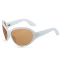 Oversized white rectangle sunglasses with dark brown lenses for women in hip hop style - Regular / White Frame Brown Lens