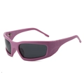 Occhiali da sole sportivi Y2K rosa per donna con lenti polarizzate e montatura geometrica - Regolare / Montatura Viola Lenti Grigie