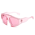 Pink oversized Y2K cycling sunglasses with transparent frames and futuristic lenses - Regular / Regular Pink Frames with Pink Lenses (Inc. 13% VAT)