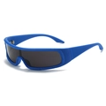 Occhiali da sole sportivi blu elettrico con lenti grigie e stile cyberpunk Y2K - Montatura Blu Lenti Grigie