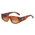 Klassische quadratische Sonnenbrille für Damen in Schildpatt-Optik mit braunem Verlauf - Leopard-Rahmen Braune Verlaufsgläser