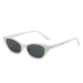 Occhiali da sole cat-eye vintage bianco crema con lenti grigie e logo in argento - Montatura Bianca Lenti Grigie