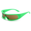 Occhiali da sole sportivi verde neon con lenti avvolgenti e design cyberpunk - Montatura Verde Lenti Tè