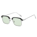 Occhiali da sole squadrati browline con montatura in metallo argento e lenti di colore verde chiaro - Montatura Argento Lente Verde