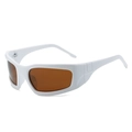 Lunettes de sport polarisées avec monture blanche enveloppante et verres teintés marron - Standard / Monture blanche standard avec verres marron