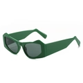Fashionable dark green geometric cat eye sunglasses with thick frames and grey lenses - Regular / Standard Green Frame Grey Lenses (Incl. 13% VAT)