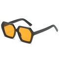 Modische Oversize-Sechseck-Sonnenbrille mit schwarzem Rahmen und orangefarbenen Gläsern - Normal / Schwarzer Rahmen Orangegelbe Gläser