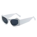White geometric cat eye sunglasses with dark grey lenses in avant-garde street style - Regular / Regular (Incl. 13% VAT) White Frame Grey Lenses
