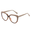 Cat-eye TR glasses frame in khaki and tortoiseshell finish with anti-blue light lenses - Top Khaki Bottom Leopard Frame