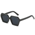 Modische Sechseck-Sonnenbrille in klassischem Schwarz mit dickem Acetatrahmen - Normal / Schwarzer Rahmen Graue Gläser