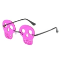 Halloween randloze zonnebril met felroze schedel lenzen en zwarte modieuze pootjes - Zwart Frame Donkerpaarse Lens