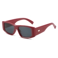 Retro-Sonnenbrille mit dickem rotem Rahmen und dunklen Gläsern für Damen - Jujube Rot Rahmen Graue Gläser