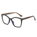 Occhiali anti-luce blu retrò con montatura nera TR90 e stanghette tartarugate - Montatura Nera (Aste Leopardate)