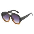 Retro oversized sunglasses with dual-beam frames and purple gradient lenses in 45-degree view - Regular / Black & Tortoise Spliced Frame Gray Lens