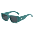 Retro-Sonnenbrille mit dickem quadratischem Rahmen in Dunkelgrün und grauen Gläsern - Grüner Rahmen Graue Gläser