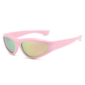 Occhiali da sole sportivi rosa cat-eye con lenti iridescenti e montatura Y2K - Regolare / Montatura Rosa Specchio Rosa